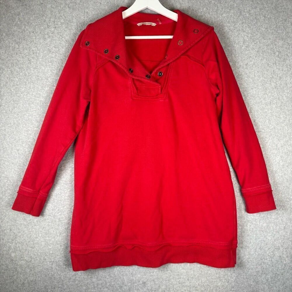 Soft Surroundings Womens Size Medium Pullover Sweatshirt Red Snap High Neck